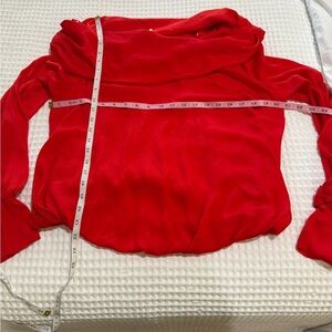 Womens Free People Red Fold Over Blouse Large